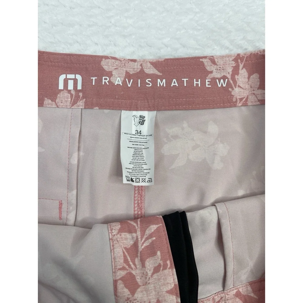 Travis Mathew Men's Board Shorts Macadamia Nut Heather Blush Pink Size 34‎ NWT